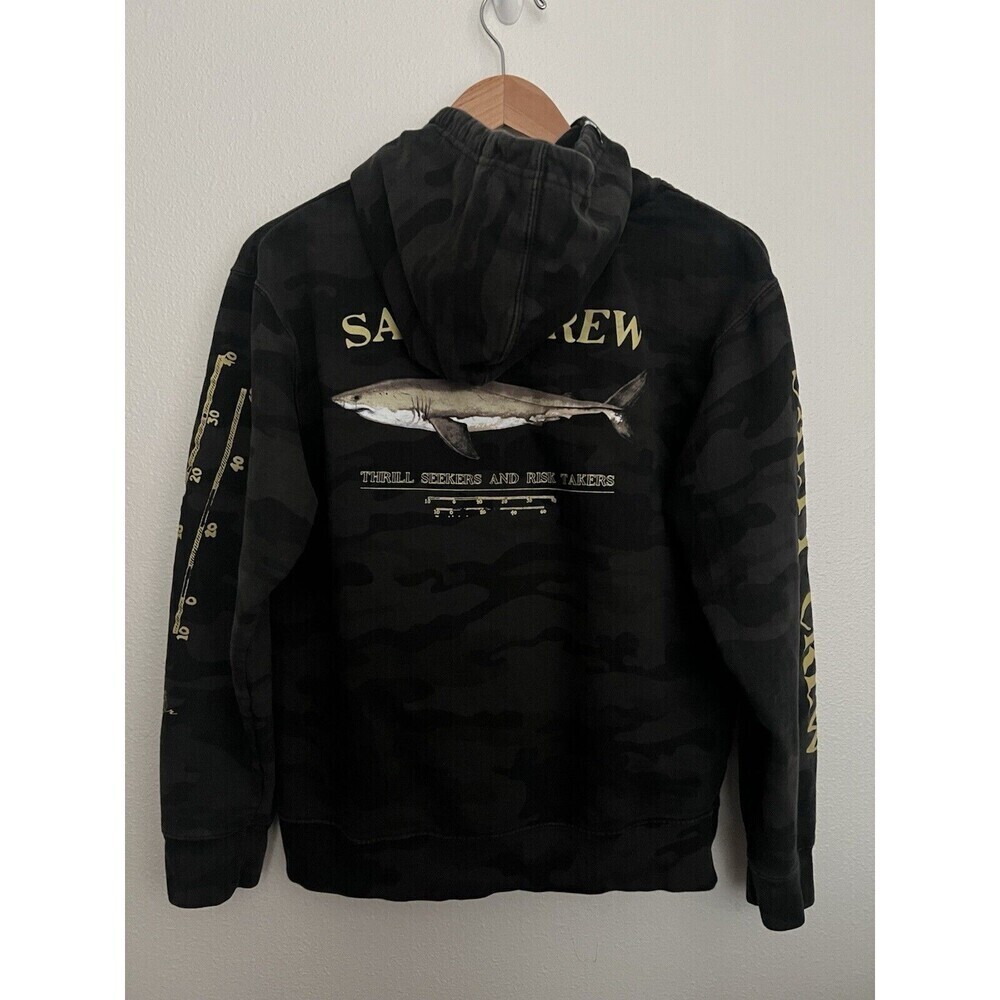 Salty Crew "Bruce" Pullover Black Camo Men's Hooded Sweatshirt Size Small - Picture 4 of 8
